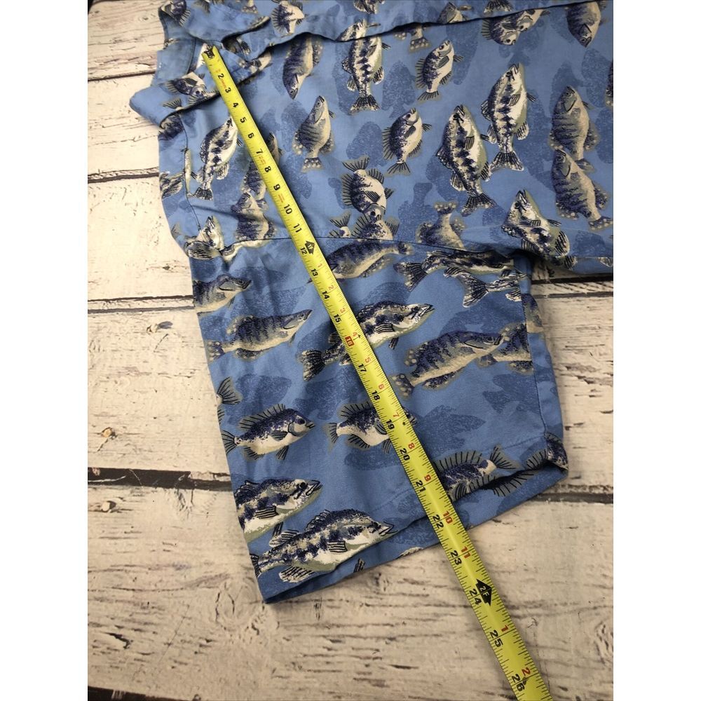 Columbia Shirt Mens Large Blue Fish All Over‎ Print Button Short Sleeve Casual - Picture 9 of 11